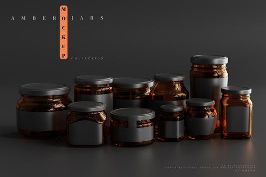 Amber Glass Jar Mockup
